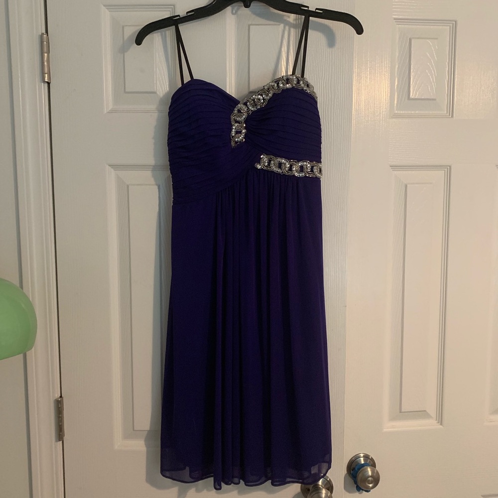 Purple/blue strapless homecoming dress